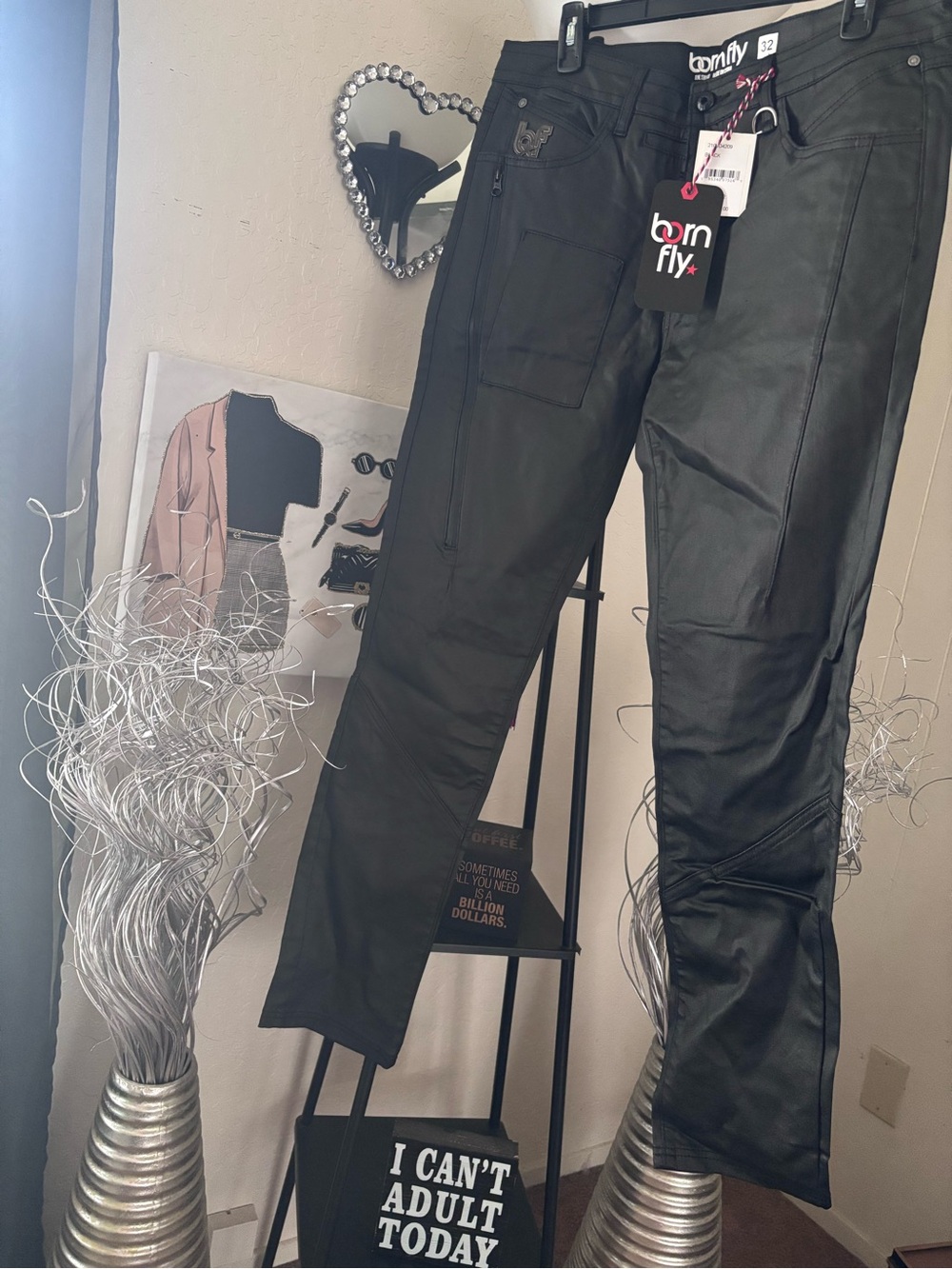 Born Fly Men's Black Cargo Pants with Utility Pockets